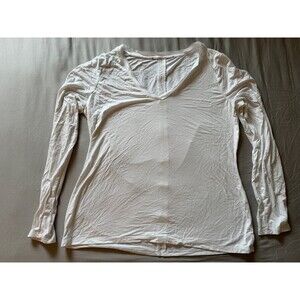 White House Black Market Long-Sleeve V-Neck Layering Tee White L